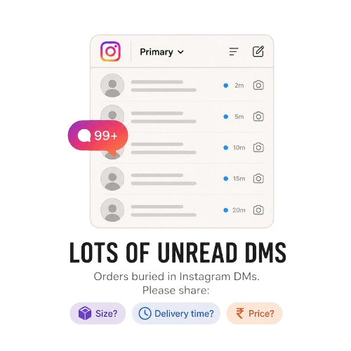 Instagram DM inbox overflowing with order messages