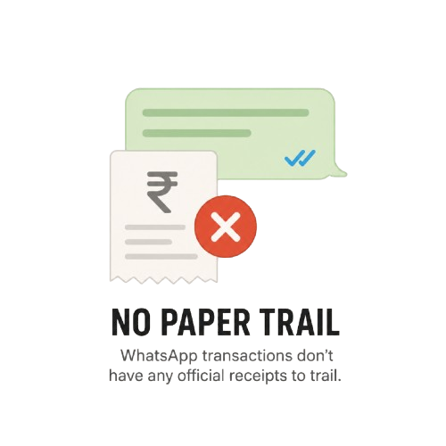 WhatsApp payment screenshot with no linked record